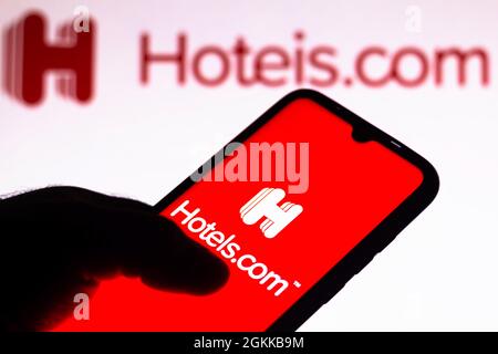 Brasilien. September 2021. In dieser Abbildung ist das Hoteis.com Logo auf einem Smartphone und im Hintergrund zu sehen. Kredit: SOPA Images Limited/Alamy Live Nachrichten Stockfoto