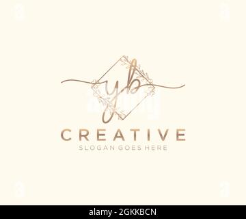 YB feminine Logo Schönheit Monogramm und elegantes Logo-Design, Handschrift Logo der ursprünglichen Signatur, Hochzeit, Mode, Blumen und botanischen mit kreativen Stock Vektor