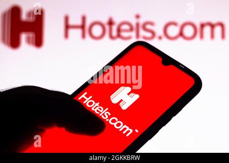 Brasilien. September 2021. In dieser Abbildung ist das Hoteis.com Logo auf einem Smartphone und im Hintergrund zu sehen. (Foto von Rafael Henrique/SOPA Images/Sipa USA) Quelle: SIPA USA/Alamy Live News Stockfoto