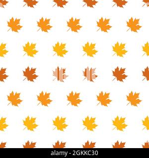 Nahtloses Muster aus Ahornblättern auf weißem Hintergrund, einfaches Muster mit dem grafischen Ahornblatt. Muster für ein Herbstkonzept. Stockfoto
