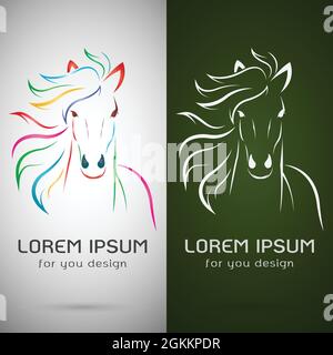 Vektor-Bild von Pferd-Design auf weißem Hintergrund und grünem Hintergrund, Logo, Symbol. Leicht editierbare Vektorgrafik mit Ebenen. Wilde Tiere. Stock Vektor