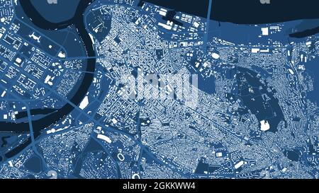 Detailliertes blaues Kartenplakat des Verwaltungsgebiets der Stadt Belgrad. Panorama der Skyline. Dekorative Grafik Touristenkarte des Belgrader Territoriums. Lizenzfrei ve Stock Vektor