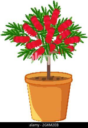 Fower Pflanze in einem Topf isoliert auf weißem Hintergrund Illustration Stock Vektor