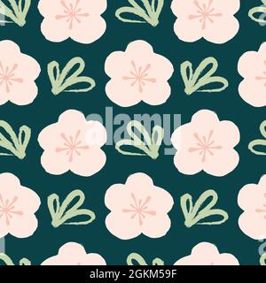 Nahtloses Muster mit handgezeichneten Blüten. Vektordesign. Stock Vektor