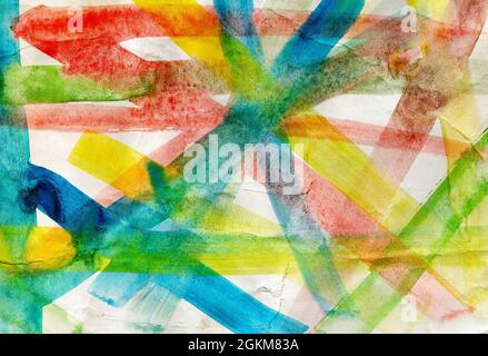 Abstrakte Farbe farbige Pinselstriche auf Papier Hintergrund. Nahaufnahme. Stockfoto