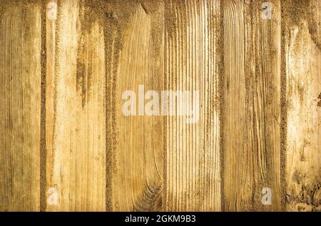 Strand Sand auf Planken Holz Hintergrund - Layout mit freien Text Raum. Nahaufnahme natürliche Vorlage Stockfoto