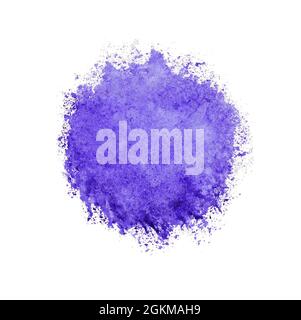 Bunte Aquarell Kreis, violette Tropfen auf weißem Hintergrund. Stockfoto