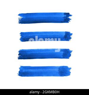 Aquarell blau Pinsel Striche Hintergrund Design isoliert auf weiß Stockfoto