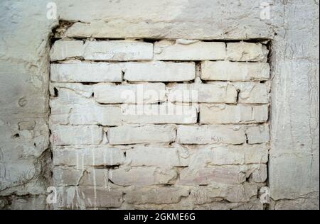 Beton und Backstein Wand retro Textur oder Hintergrund. Nahaufnahme Stockfoto