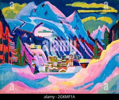 Ernst Ludwig Kirchner, Davos im Winter, Davos im Schnee, Landschaftsmalerei, 1923 Stockfoto