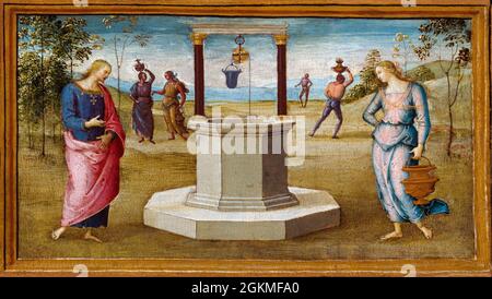 Pietro Perugino, Christus und die Frau von Samaria, Gemälde, 1500-1505 Stockfoto