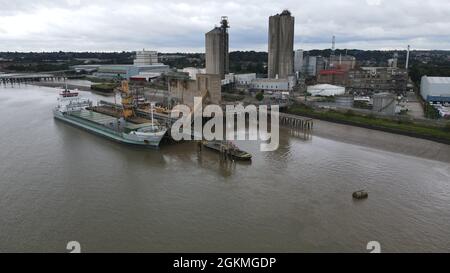 Hanson Ready Gemischte Betonanlage Erith Drohne von Standort 2021 Stockfoto