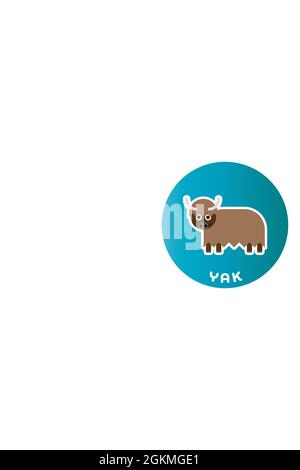 Happy Yak - lustige Cartoon Tier. Kindercharakter. Einfache Vektordarstellung mit abfallengelassenen Schatten. Stock Vektor
