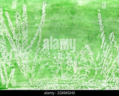 Abstrakt grün bemalter Hintergrund. Von Hand gezeichnete grüne Striche. Ökologischer Hintergrund. Stockfoto