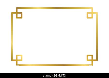 Golden glänzend glühenden Vintage Rechteck Rahmen mit Schatten isoliert auf weißem Hintergrund. Goldener realistischer quadratischer Rand. Vektorgrafik Stock Vektor