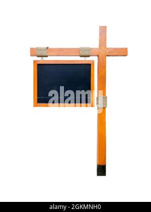 Board-Menü auf weißem Hintergrund stehend Stockfoto