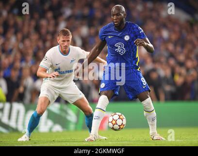 14. September 2021 - Chelsea gegen Chelsea gegen Zenit St. Petersburg - UEFA Champions League - Gruppe H - Stamford Bridge Romelu Lukaku während des Champions-League-Spiels auf der Stamford Bridge. Bildnachweis : © Mark Pain / Alamy Live News Stockfoto