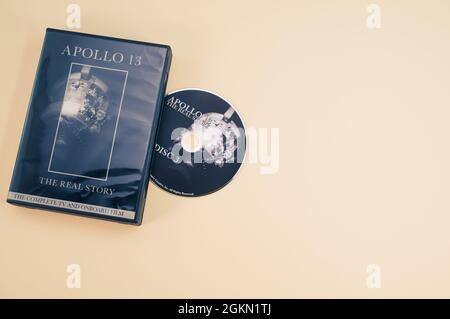 Apollo 13 abgetriebene Mondmission dokumentarische DVD-Medien mit Kopierraum Stockfoto
