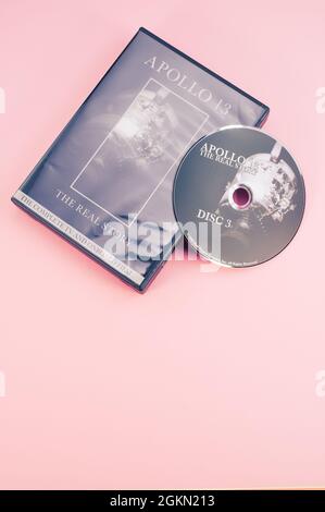 Apollo 13 abgetriebene Mondmission dokumentarische DVD-Medien mit Kopierraum Stockfoto