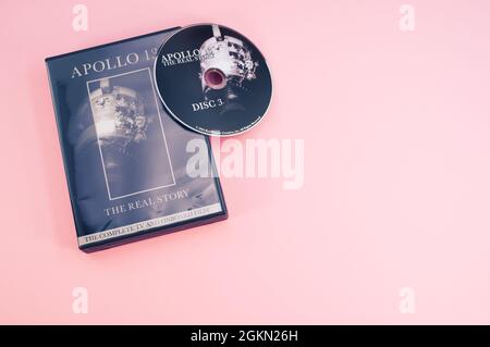 Apollo 13 abgetriebene Mondmission dokumentarische DVD-Medien mit Kopierraum Stockfoto