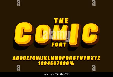 Comicschriftensatz-Sammlung, Buchstaben und Zahlen-Symbol. Vektorgrafik Stock Vektor