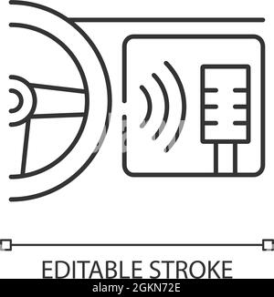 Lineares Symbol für die Sprachsteuerung im Auto Stock Vektor