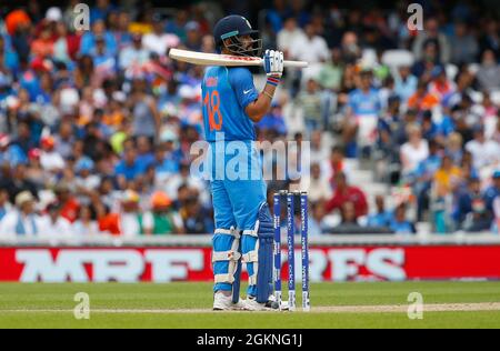 Virat Kohli von Indien batting während der ICC Champions Trophy 2017 Übereinstimmung zwischen Indien und Südafrika am Oval in London. 11 Jun 2017 Stockfoto