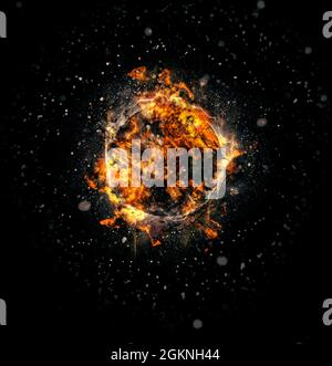 Digital erschuf explodierender Supernova-Stern oder die Erschaffung der Erde. Im Anfang schuf Gott die Himmel und die Erde. Nun war die Erde formles Stockfoto