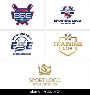 Design mit Logo für Baseballspiele und Fitnesssport Stock Vektor