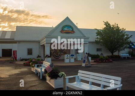 St. Ignace, MI - 14. Juli 2021: Shepler's Ferry Terminal in St. Ignace, MI am 14. Juli 2021. Stockfoto