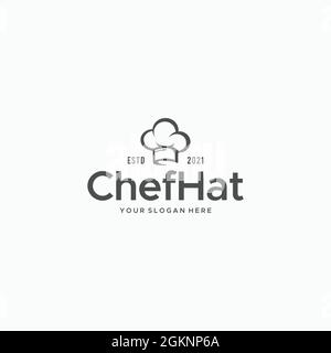 Flacher Chefhat Kochkopfbedeckung mit Logo-Design Stock Vektor