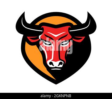 Bullhead-Logo. Buffalo Maskottchen Vektor-Illustration Stock Vektor