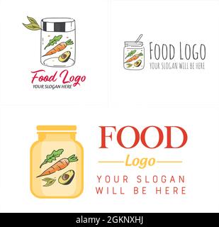 Gesundes Essen Gemüse und Obst Logo-Design Stock Vektor