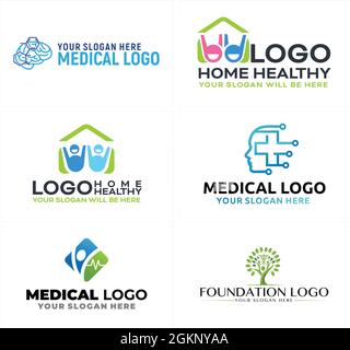 Kinder medizinische junge Mädchen Tech-Logo-Design Stock Vektor