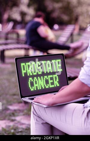 Handschriftenschild Prostatakrebs. Wort für Krebs entwickelt sich in der Drüse des männlichen Fortpflanzungssystems Online-Jobs und arbeiten Remote-Verbindung Stockfoto
