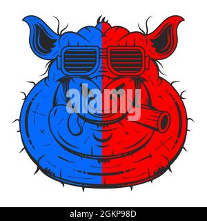 Vektor-Illustration von niedlichen Schwein Cartoon auf weiß isoliert Stock Vektor