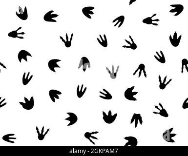 Fußabdruck mit Dinosaurier-Muster, nahtlos bedruckte Pfote. Vector jurassic Tier Spur Hintergrund Fußtritt Stock Vektor