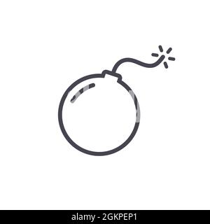 Bomb Vektor-Symbol, Linie Cartoon Dynamit Gewalt Illustration. Symbol für Bombensicherung Stock Vektor