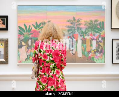 Royal Academy of Arts, London, Großbritannien. 15. September 2021. Über 1,000 Werke, die von der Koordinatorin Yinka Shonibare RA und einer Gruppe von Künstlern unter dem Motto ‘Reclaiming Magic’ in der Sommerausstellung 2021 in der RA ausgewählt wurden, die vom 22. September 2021-2. Januar 2022 stattfindet. Quelle: Malcolm Park/Alamy Live News Stockfoto