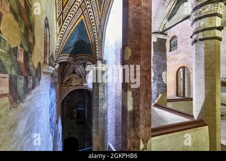 Foligno Umbria Italien. Fresken im Palazzo Trinci (Palazzo Trinci), einem Patrizierhaus und Museum. Stockfoto