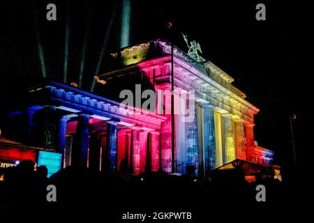 Silvester am Brandenburger Tor in Berlin 2000 - das Millennium Stockfoto