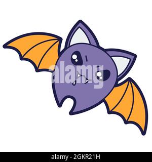 Illustration der Fledermaus im Cartoon-Stil. Fröhliche Halloween wütend Charakter. Stock Vektor