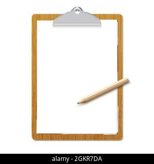 Notizhalter für Papierbogen. Leere Vektorseite isolierte a4-Zwischenablage Stock Vektor