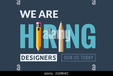 Poster zur Stellenanzeige von Grafikdesignern. Einstellung Job Grafik Designer wollte kreative Vektor Illustration Banner-Design Stock Vektor