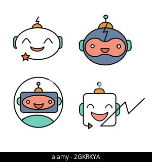 Roboter Logo Vorlage Vektor Symbol Web-Set Stock Vektor