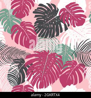 Monstera hinterlässt eine nahtlose Dschungelstruktur. Florales nahtloses Vektormuster. Tropisches Regenwalddesign. Stock Vektor