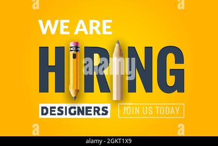 Poster zur Stellenanzeige von Grafikdesignern. Einstellung Job Grafik Designer wollte kreative Vektor Illustration Banner-Design Stock Vektor