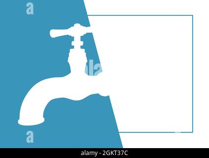 Digital generiertes Bild der Symbole des Wasserhahns vor blauem und weißem Hintergrund Stockfoto