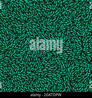 Nahtloses Muster mit von Hand gezeichnetes grünes Laub. Stock Vektor