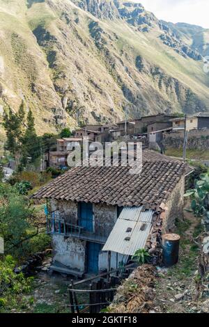 Kleine Häuser in Ollantaytambo Dorf, Heilige Tal der Inkas, Peru Stockfoto